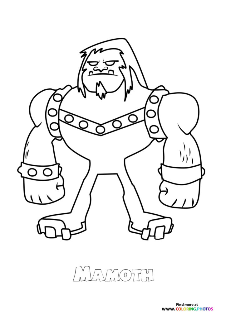 Mammoth with studded armor and angry expression coloring page from Teen Titans Go