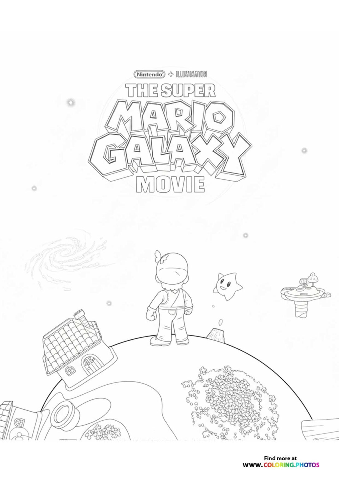 Mario Galaxy Movie Poster Variation Coloring Pages For Kids