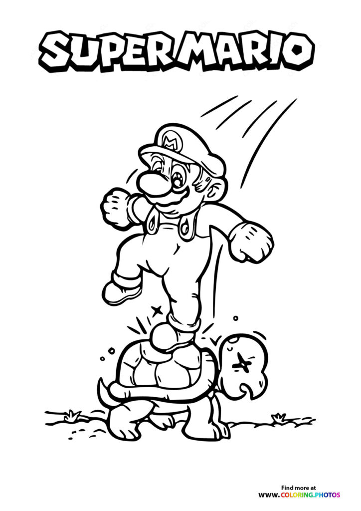 Mario jumping - Coloring Pages for kids