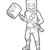 Marshmello with a bat - Fortnite coloring page