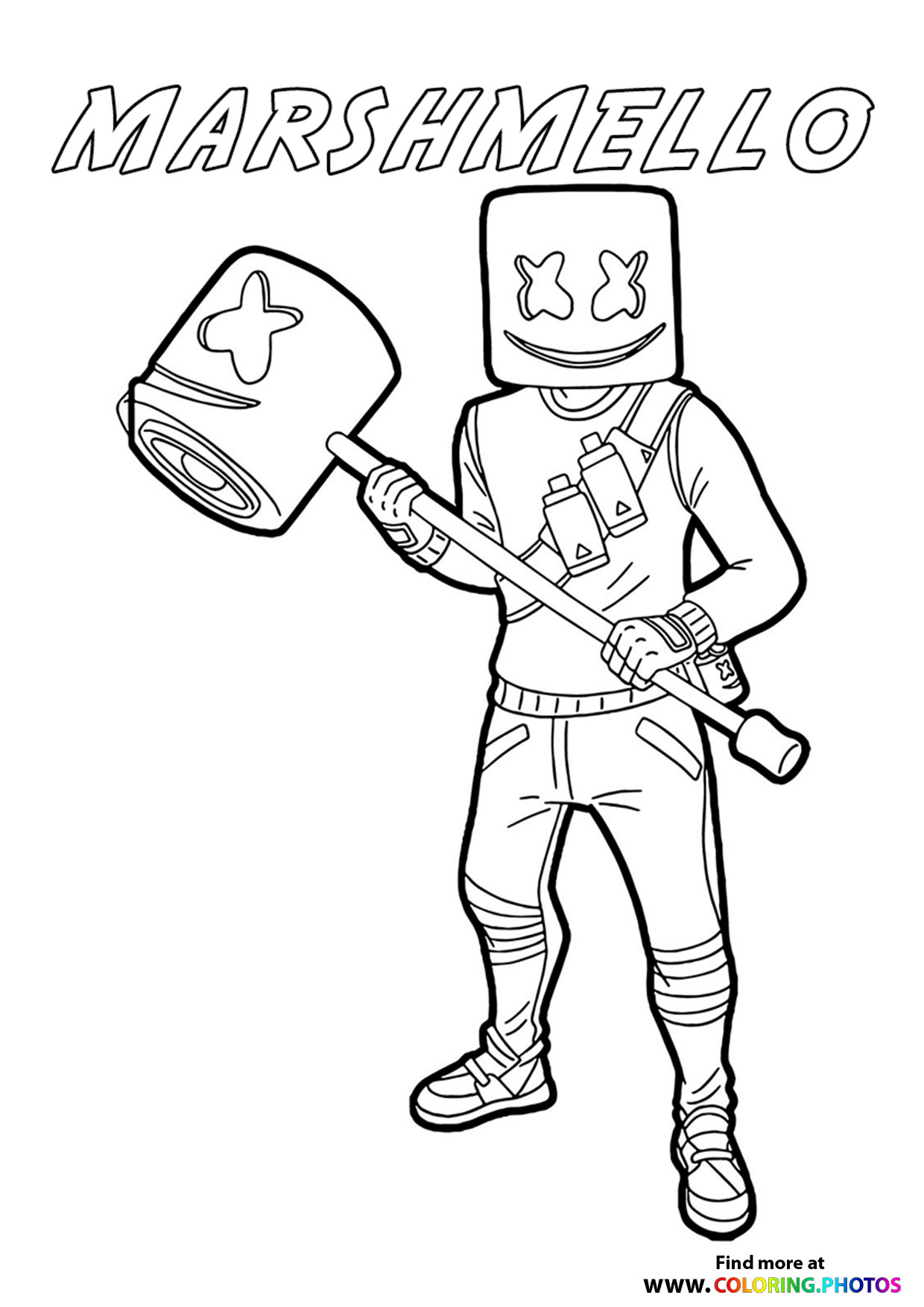Marshmello with a bat   Fortnite   Coloring Pages for kids