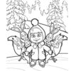 Masha skating with rabbits coloring page