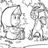 Masha with rabbit coloring page