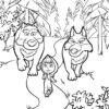 Masha with wolfs coloring page