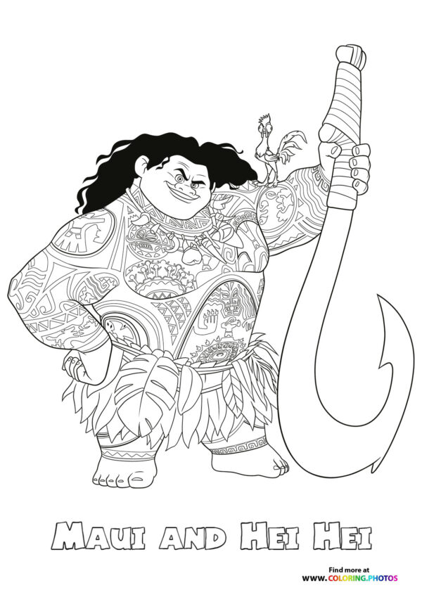 Maui and Heihei coloring page