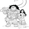 Maui and Moana coloring page