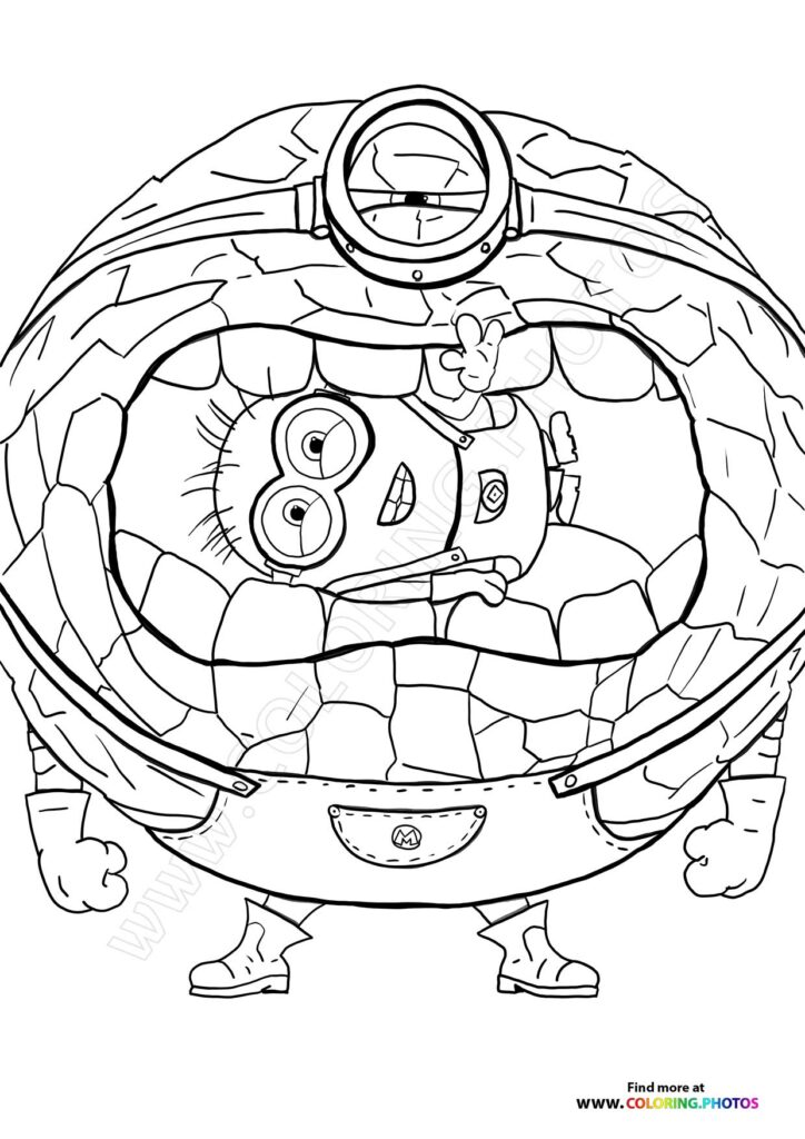 Mega minion Jerry eating minions - Coloring Pages for kids