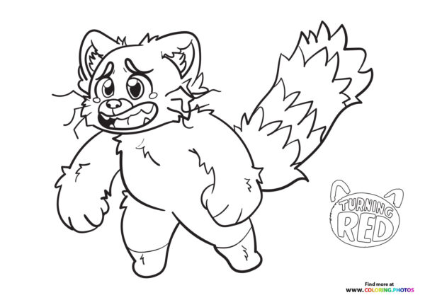Mei Lee turning into panda coloring page