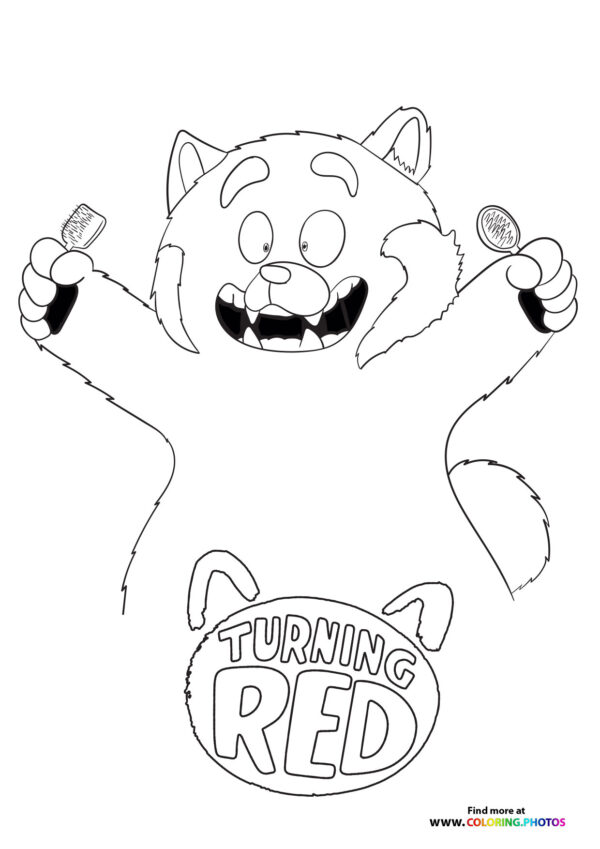 Mei Lee panda with combs coloring page