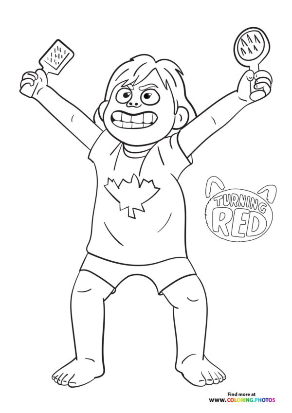 Mei Lee playing with combs coloring page