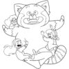 Mei Lee panda with friends coloring page
