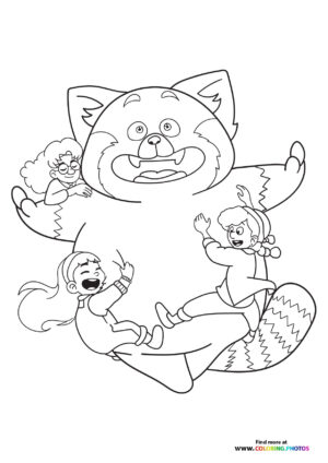 Mei Lee panda with friends coloring page
