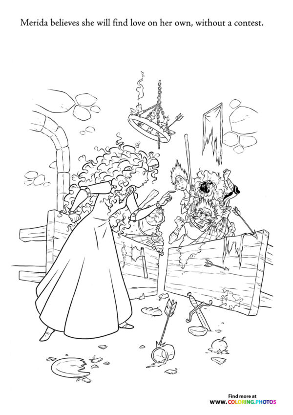 Brave Merida finding love coloring page