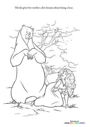 Merida teaching the queen coloring page