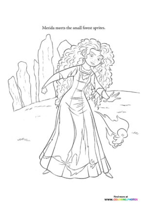 Merida with forest sprites coloring page