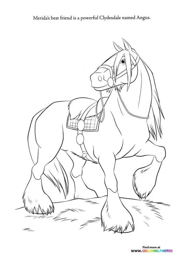 Meridas horse Angus coloring page
