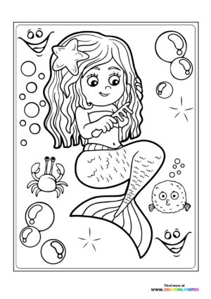 Mermaid brushing her hair