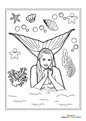 Mermaid posing - Coloring Pages for kids