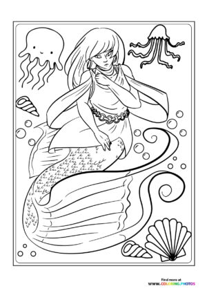 Mermaid wth octopus - Coloring Pages for kids