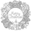 Merry Christmas mandala coloring page