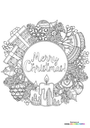 Merry Christmas mandala coloring page