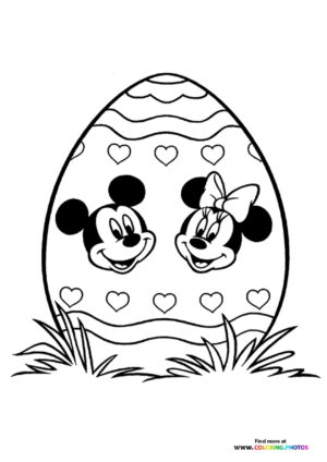 Mickey and Minnie easter egg coloring page