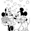 Minnie and Mickey valentine coloring page