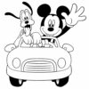 Mickey Mouse driving Goofy coloring photo