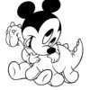 Mickey Mouse baby with dinosaur coloring photo