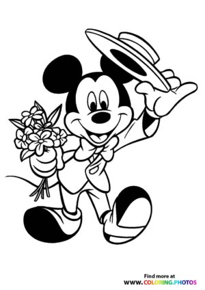 Mickey Mouse flowers coloring photo