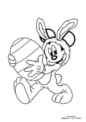 Mickey mouse with easter egg coloring page