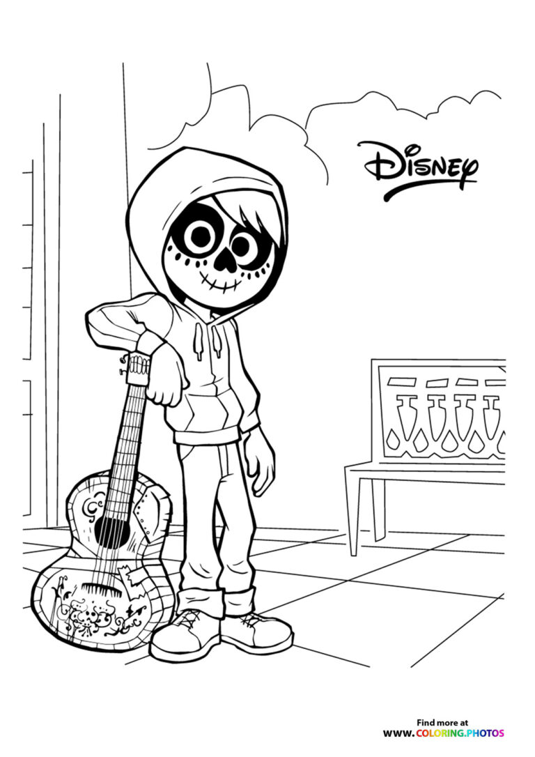 Miguel with mask - Coloring Pages for kids