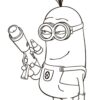 Minions Kevin with gun Coloring Page