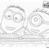Minions reading a book coloring page