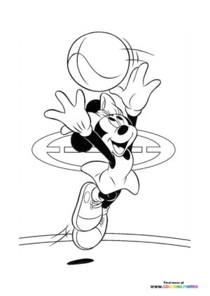 Minnie Mouse playing basketball