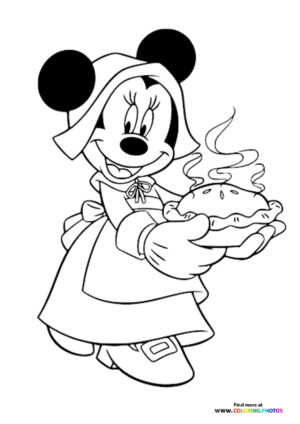 Minnie Mouse pilgrim coloring page