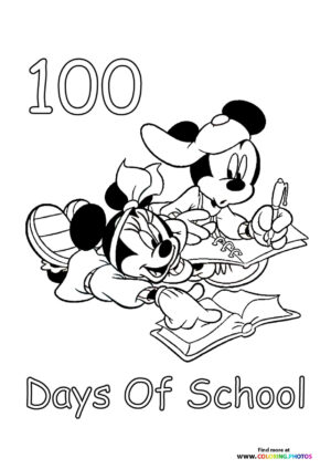 Minnie and Mickey in School coloring page