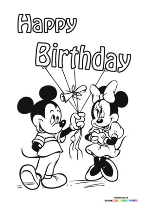 Micky mouse Happy birthday coloring page