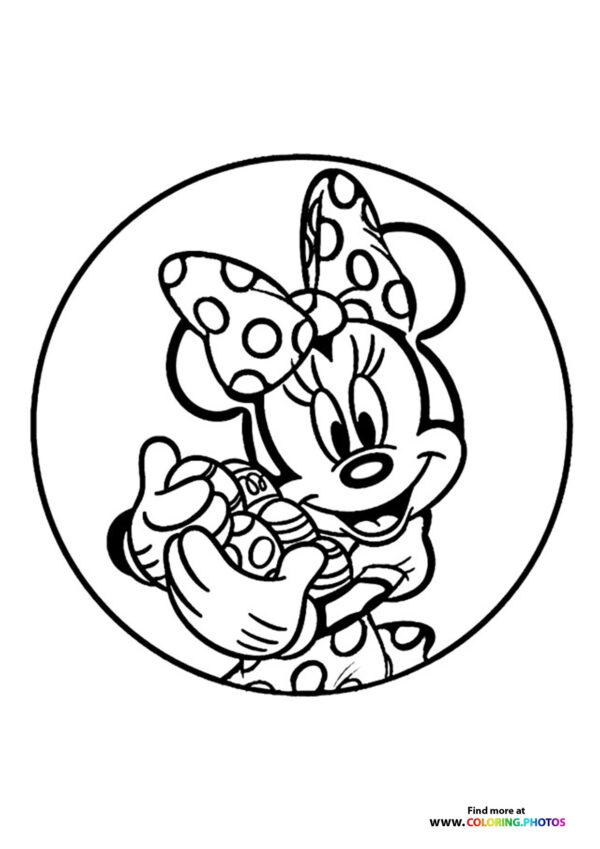 Minnie with easter eggs coloring page