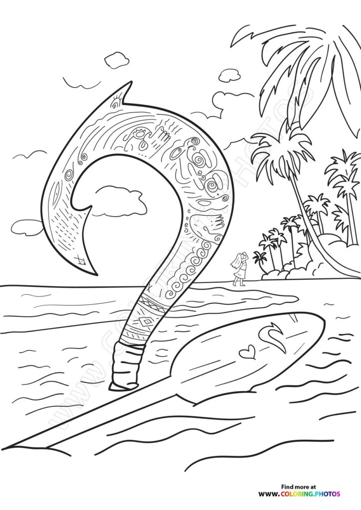 Te Ka's giant eel with intricate patterns emerging from ocean waters in Moana 2 coloring page