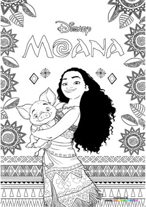 Moana and Pua coloring page