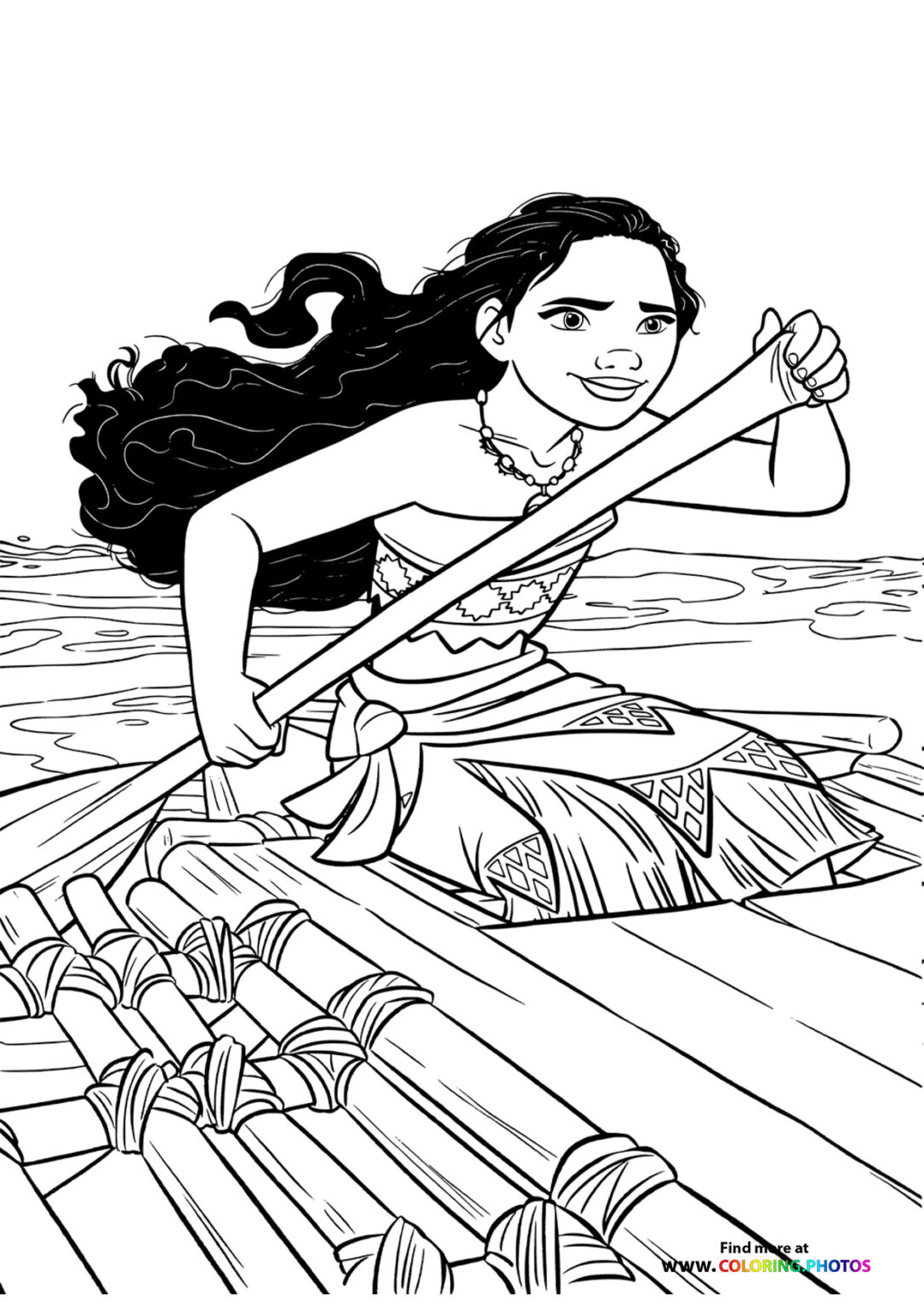 Moana rowing - Coloring Pages for kids