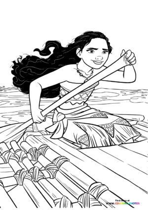 Moana rowing coloring page