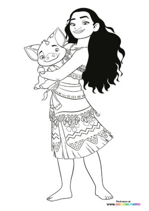 Moana smiling coloring page