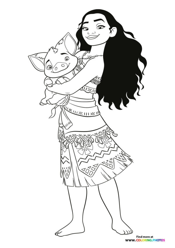 Moana smiling coloring page