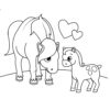 Mama and baby horse coloring page