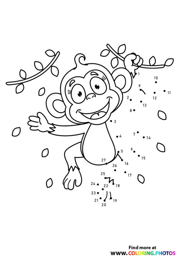 Monkey swinging dot the dots worksheet