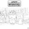 Monster Kid with Minions coloring page