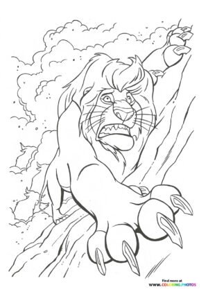 Mufasa falling from the mountain coloring page