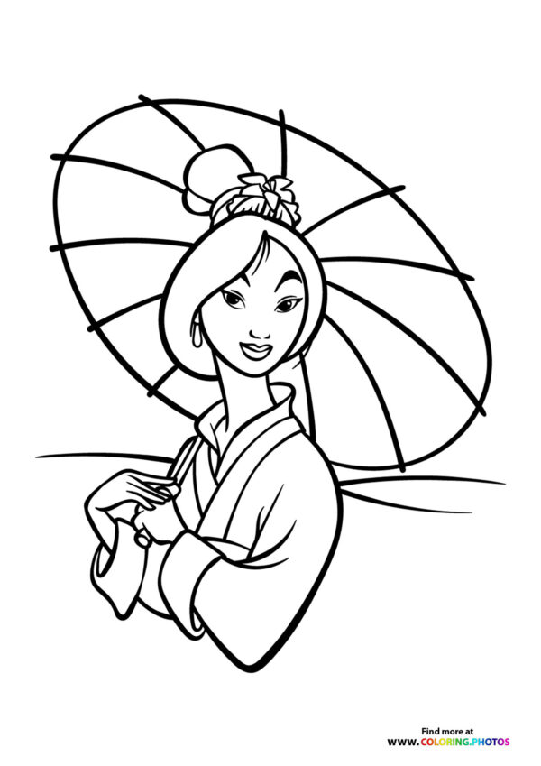 Mulan portrait Disney princess Coloring Pages for kids